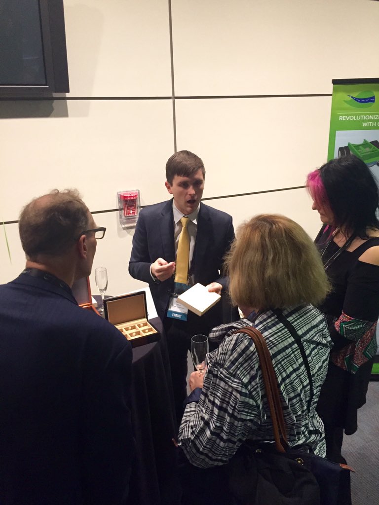 MassChallenge's tweet photo. Engaging crowd of #MCawards15 guests with @poly6tech efforts to combat global plastic waste https://t.co/dx0EWLI0r7
