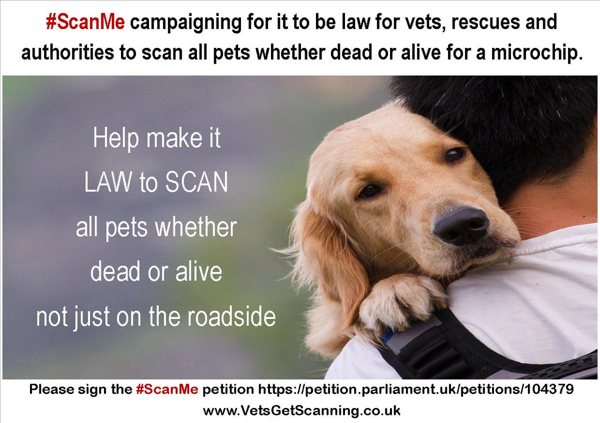 #petowners we need your help to reach 100K sigs for the #ScanMe petition
Please sign &amp; RT petition.parliament.uk/petitions/1043…
