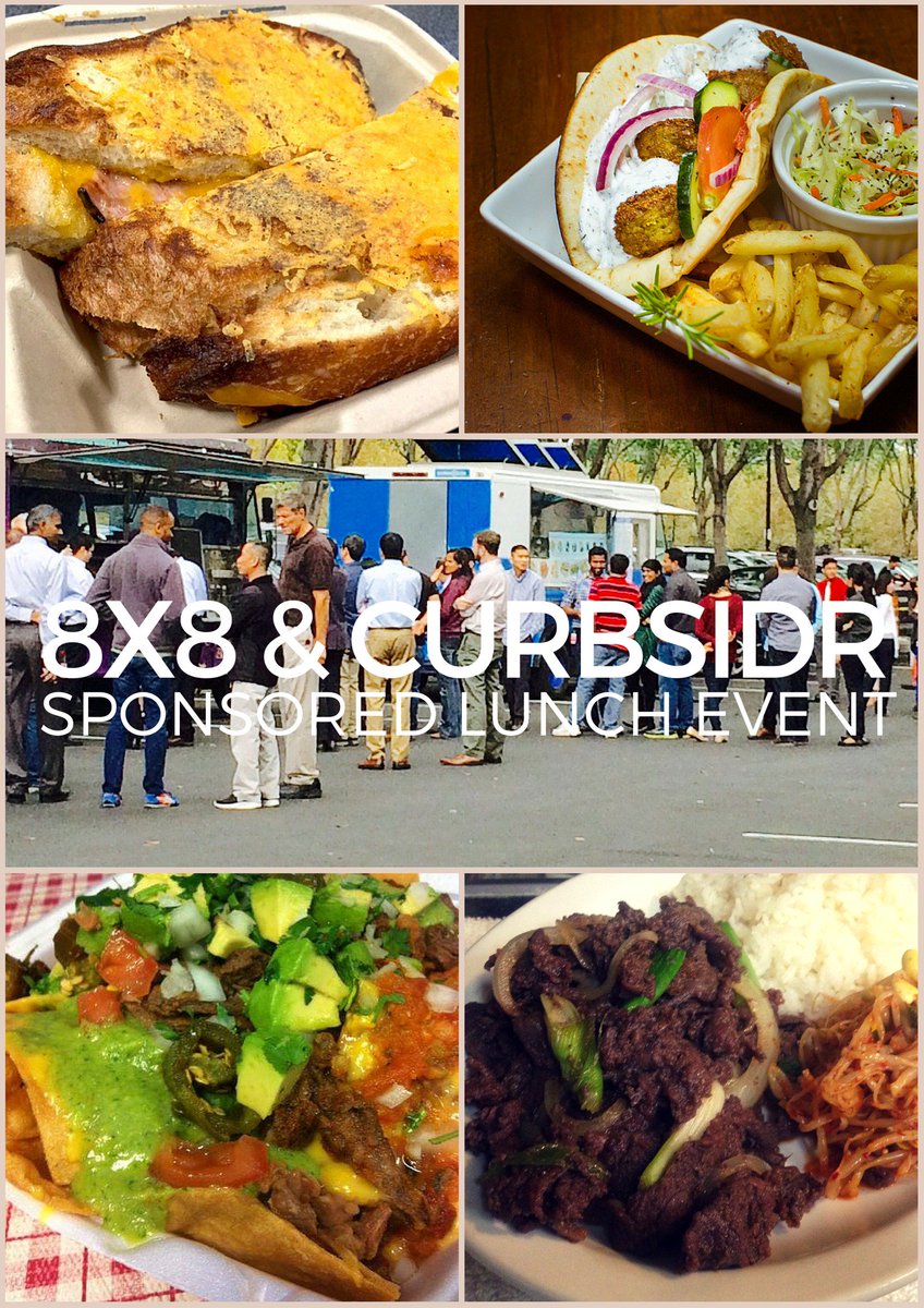 Curbsidr's tweet photo. #SHOUTOUT to @CheeseBandits @ArabianBites Tacos los Jarochos &amp; Akita Sushi for their tasty food at the @8x8 event! https://t.co/hbYssD5OFU