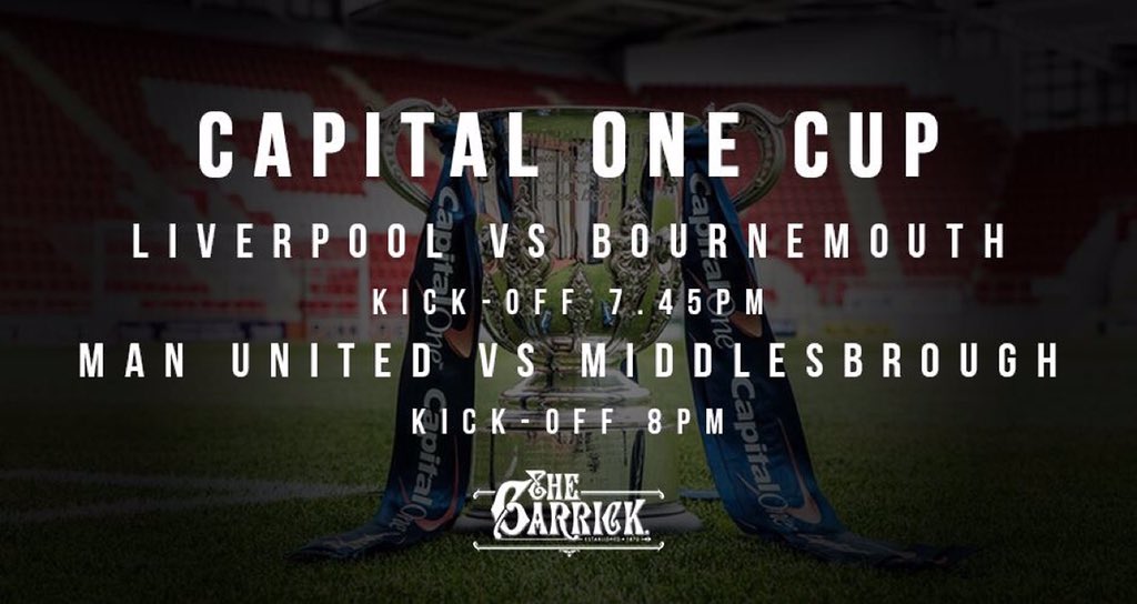 The Garrick Bar (@thegarrickbar) on Twitter photo Who's ready for a couple more upsets tonight? <a href="/ManUtd/">Manchester United</a> <a href="/LFC/">Liverpool FC</a> <a href="/CapitalOne_Cup/">CapitalOne_Cup</a> <a href="/BelfastPubs/">Belfast Pubs</a> Who's ready for a couple more upsets tonight? <a href="/ManUtd/">Manchester United</a> <a href="/LFC/">Liverpool FC</a> <a href="/CapitalOne_Cup/">CapitalOne_Cup</a> <a href="/BelfastPubs/">Belfast Pubs</a>