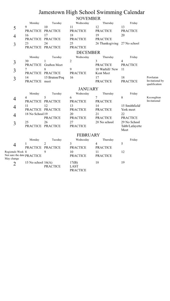 JHSwim's tweet photo. Here is the calendar for this season! Please look in advance to avoid scheduling conflicts! https://t.co/wdcqREIgir