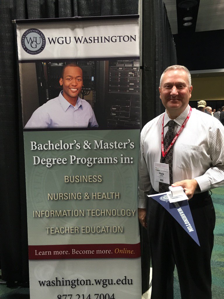 LucindaWGUWA's tweet photo. Come visit WGU Washington at TechJunction in Spokane. Recent IT management grad Mark Curtis stopped by. #wguwa https://t.co/juBocTqAi6