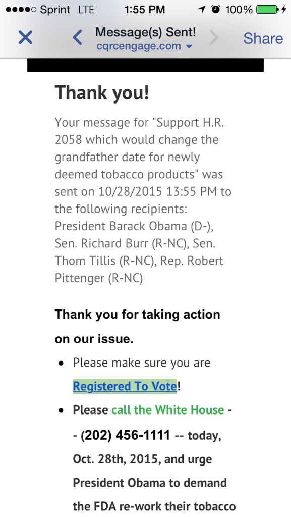 Hullavapes's tweet photo. Call the White House today:(202)456-1111! Support H.R 2058 https://t.co/wytyUzKmMs