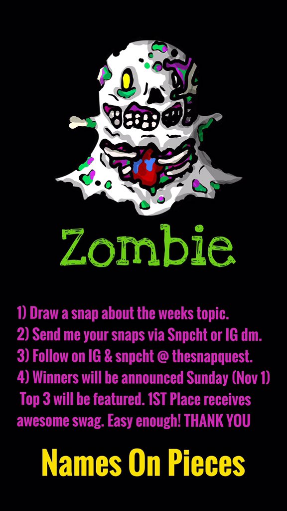 teamsnapquest's tweet photo. Submit your craziest #zombie art piece now! 4 more check out our #snapchat #snapquest https://t.co/RqYeMTyzqo