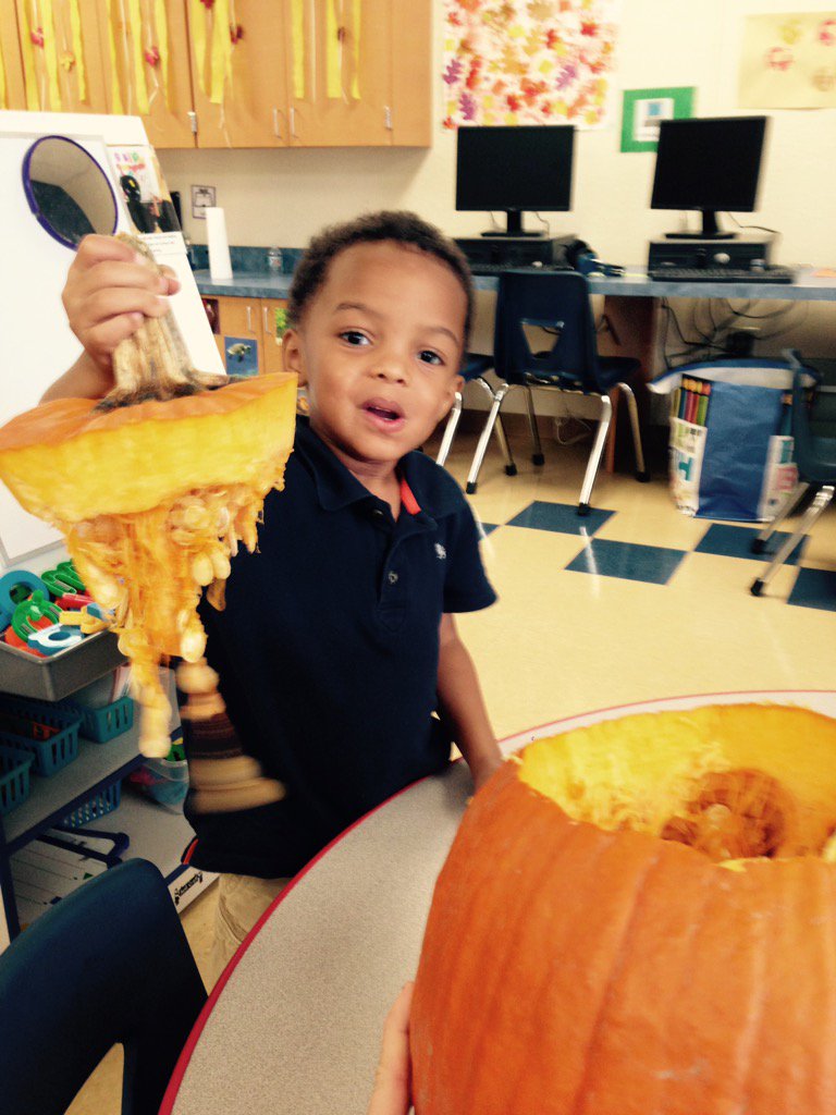 myexceptionalpk's tweet photo. Exploring the inside of our #pumpkin in #prek today... Lots of "oooohs" and "aaaahhhhs". @reduk8r1 😝🎃 @hiddenoaksES https://t.co/TBbM75FA1c