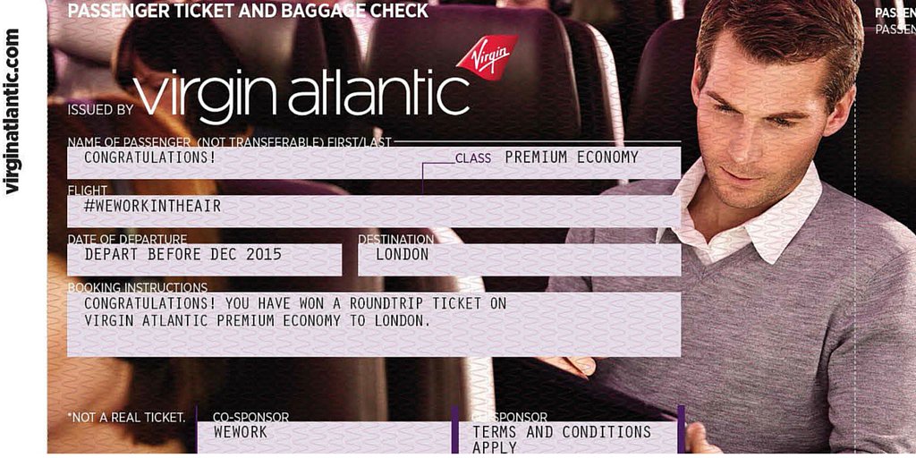 WeWork's tweet photo. Congrats to our #WeWorkintheAir winners! These lucky members are taking their work to London thx to @Virgin_Atlantic https://t.co/WBwlElKg7U
