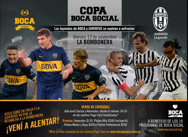 BocaJrsOficial's tweet photo. #BocaLeyendas Las glorias de Boca vs. las glorias de Juventus: viernes 13/11, en la Bombonera. https://t.co/JrHyGHkcLR