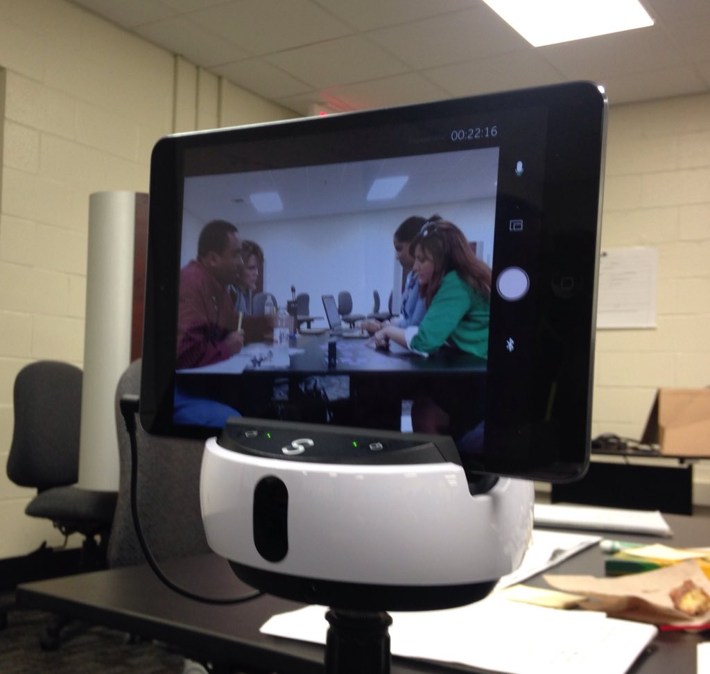 JayKorreck's tweet photo. The (#Swivl) robots are coming.  And they're being used to improve learning.  @GWardIII #ncns15 #ncnscoachu https://t.co/zz8VchkEJN