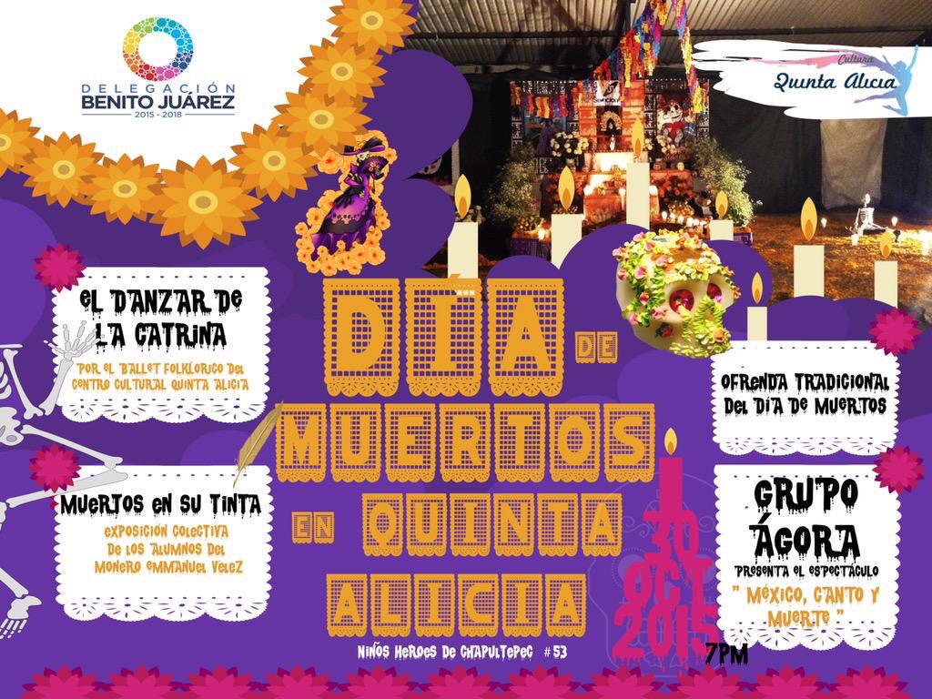 La <a href="/DelegacionBJ/">BJ</a> a través del Centro Cultural #QuintaAlicia te invita a #DiaDeMuertos 
<a href="/vholmedos/">Víko Olmedo Savater</a> #tradicionmexicana