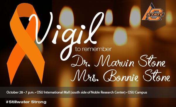 okstate's tweet photo. Tonight we remember Dr. Marvin Stone and Mrs. Bonnie Stone. #StillwaterStrong #okstate https://t.co/IA8vStJGfL