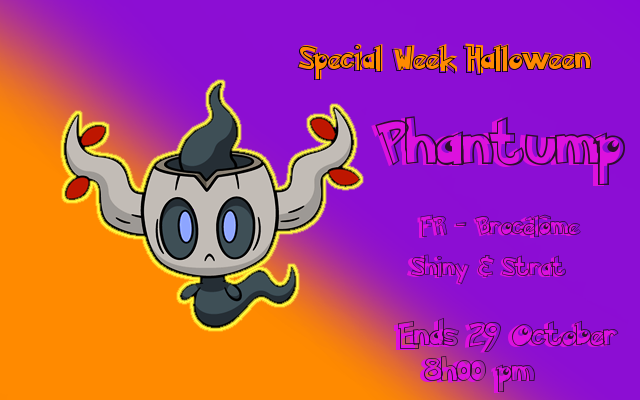 PokeWondertrade's tweet photo. Chance to win #Phantump (#Brocélôme) Shiny &amp; Start !!! RT + Follow End 28 October 8h00 pm https://t.co/pdWt2R9rN5