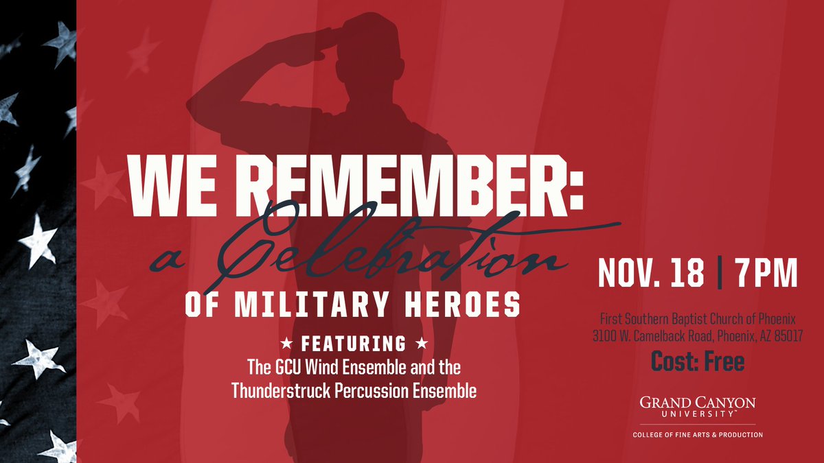 gcu's tweet photo. We Remember: A Celebration of Military Heroes is Nov 18! For more info, visit https://t.co/X6hqNUeZBV https://t.co/uD1rAyceaN