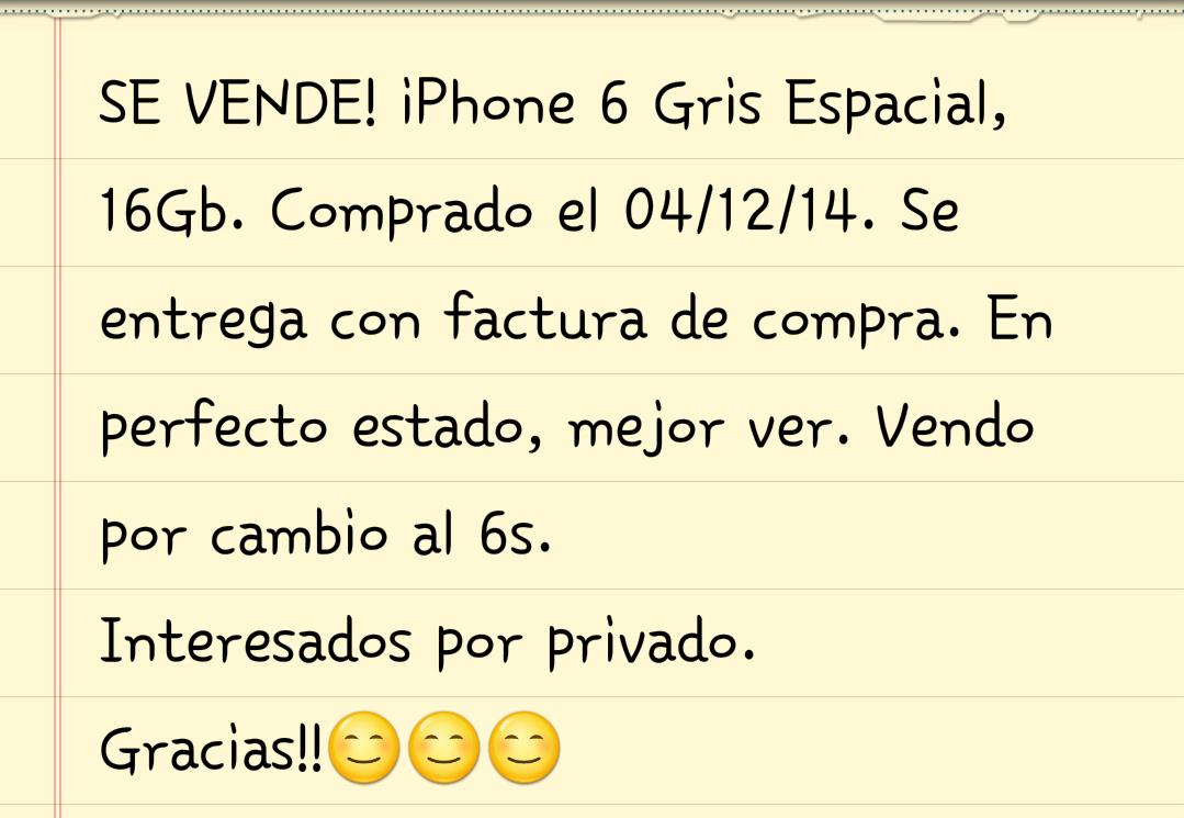 JezabelSierra's tweet photo. SE VENDE! iPhone 6 Gris Espacial, 16Gb. Más info. en las fotos! https://t.co/orPft8AUex