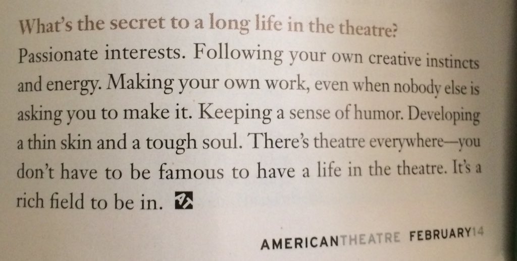 Studio58Theatre's tweet photo. A beautiful interview with Kristin Linklater in the latest @AmericanTheatre issue. Here is a snippet of inspiration https://t.co/axLYZg6QKn