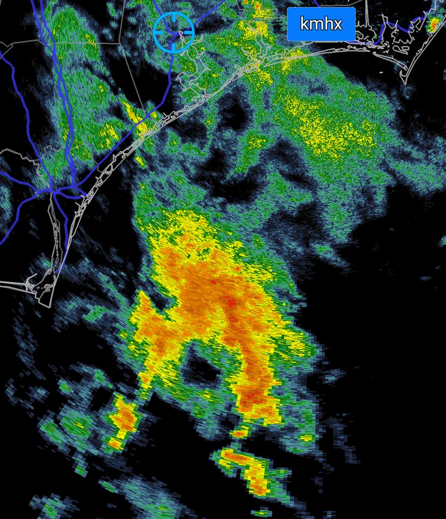 JayDobensky's tweet photo. 1st #NC intercept from #BogueInlet Pier with a few areas of development moving nearly straight up from the South. https://t.co/G2fhudjY0b