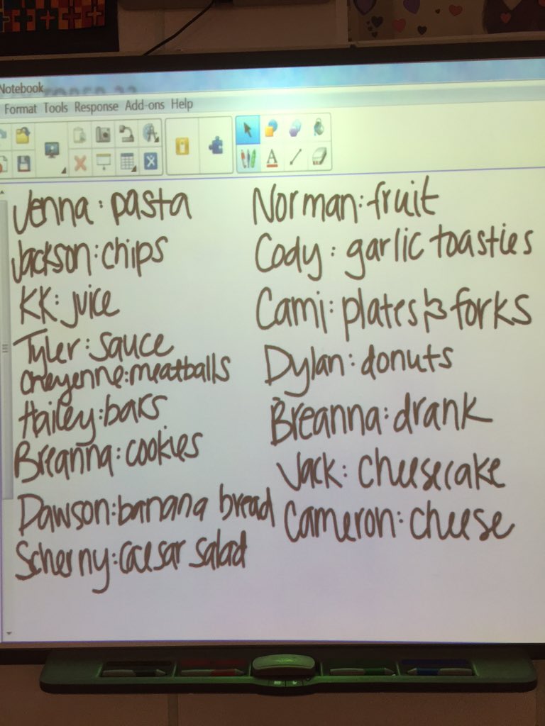 escherny's tweet photo. Don't forget to bring the goods tomorrow! #homeroom 🍝🍰🍪🎉🎃👻 https://t.co/9fImohaHFG