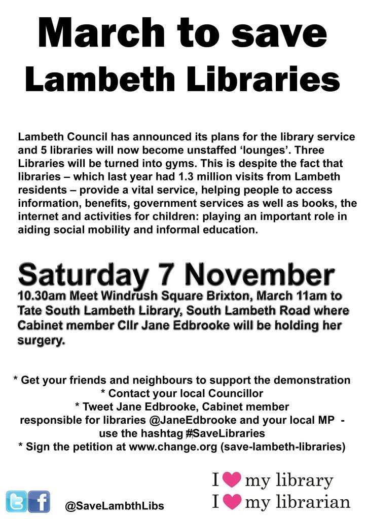 <a href="/SE19kids/">SE19 KIDS</a> People Power help save #Lambeth #Libraries &amp; @saveUNlibrary please show your support pl RT