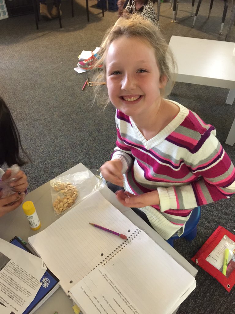 DWEObney's tweet photo. Enjoying our pumpkin seeds together :) #community #ilovemath https://t.co/XoQJ1x8Jdk