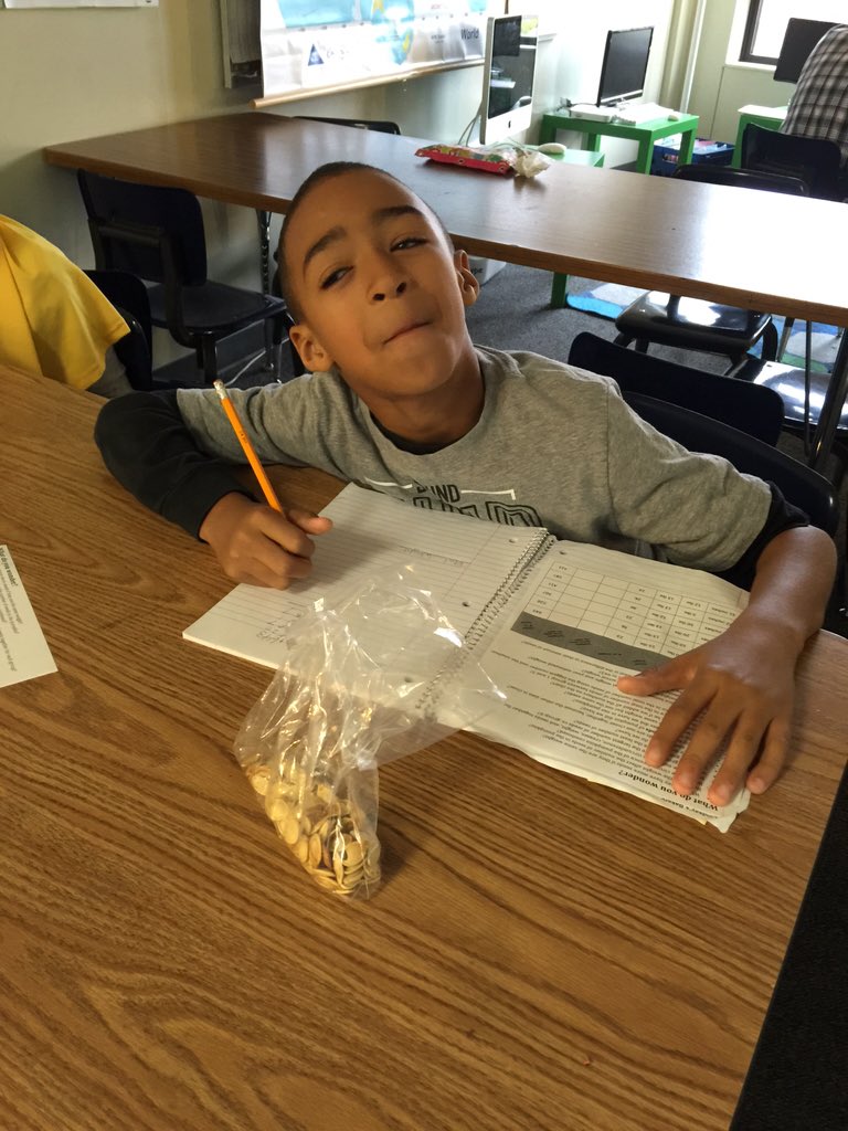 DWEObney's tweet photo. Enjoying our pumpkin seeds together :) #community #ilovemath https://t.co/XoQJ1x8Jdk
