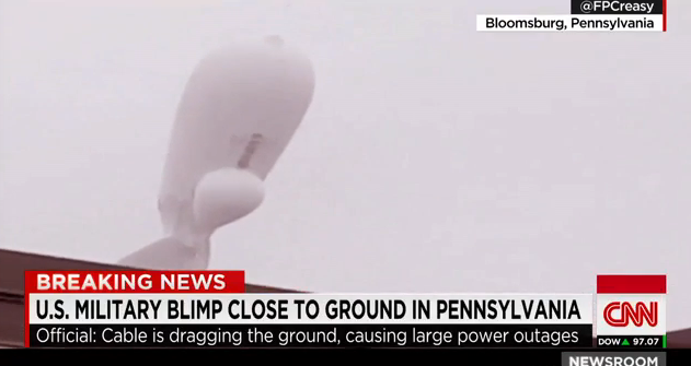 CNN's tweet photo. More than 20,000 without power amid report blimp hit power lines, PPL Electric says. https://t.co/dafLWRApdt https://t.co/fOzUz86d8D
