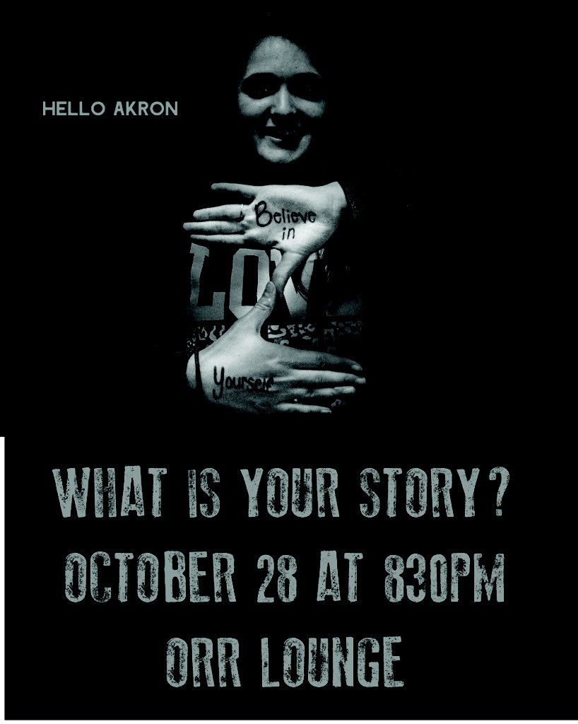 UAkronreslife's tweet photo. TONIGHT @8:30! Say #HelloAkron! Come to Orr Lounge near Rob's right after the @uaRHPB 7:17 show @UAStarbucks! https://t.co/nghDustTYL