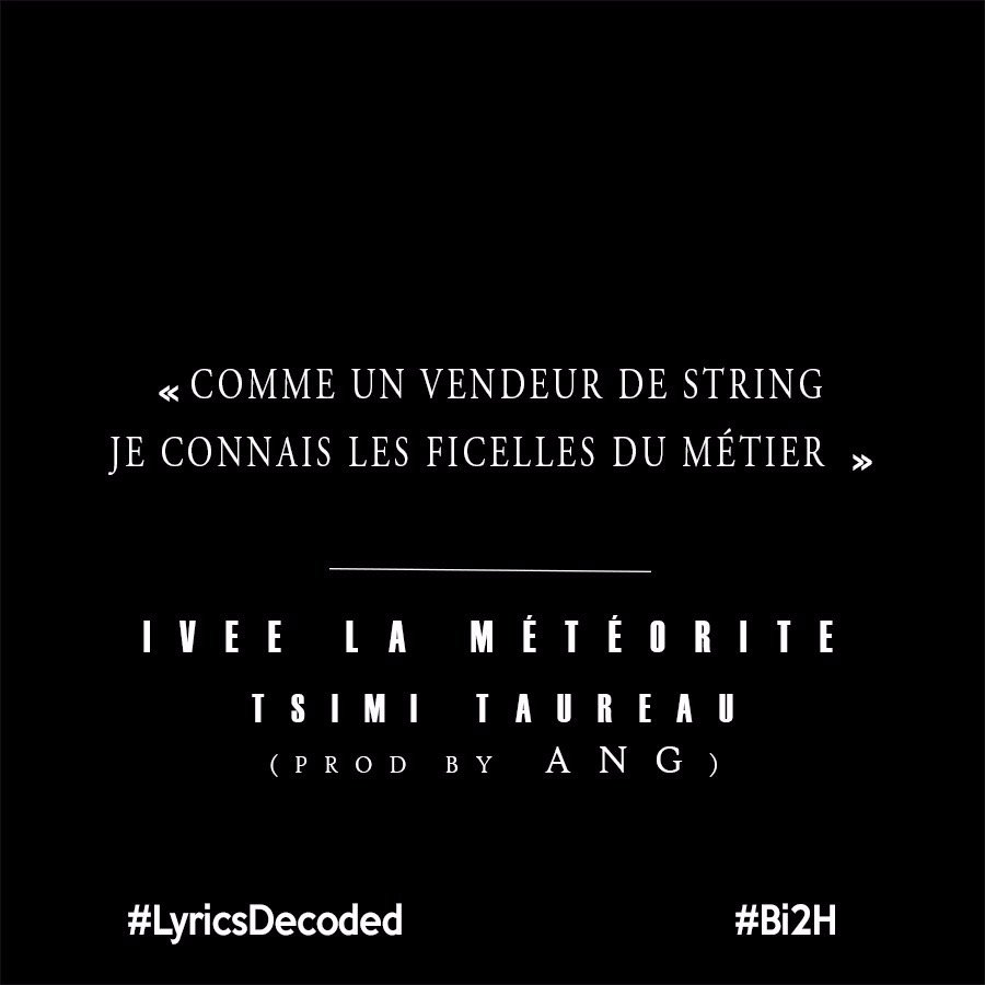 Bimstr237's tweet photo. Le #LyricsDecoded du jour est une punchline de @Iveelameteorite dans "Tsimi Taureau" ( prod par @BeatbymeANG ) https://t.co/k1XgrTRTIt