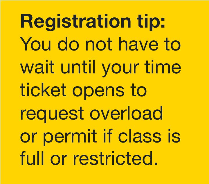GTliberalarts's tweet photo. You do not have to wait until your time ticket opens to request overload or permit. #regtip https://t.co/psRsS8N1pP