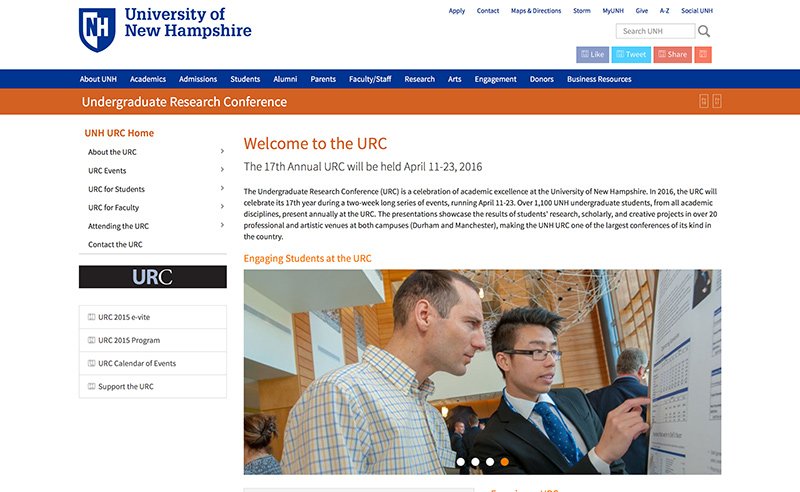 The new UNH Undergraduate Research Conference website has launched. unh.edu/urc
#UNHWebMobile