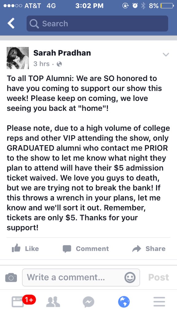 Uhs_top's tweet photo. New policy for comp tickets for TOP alumni https://t.co/cR2c6V1xsa