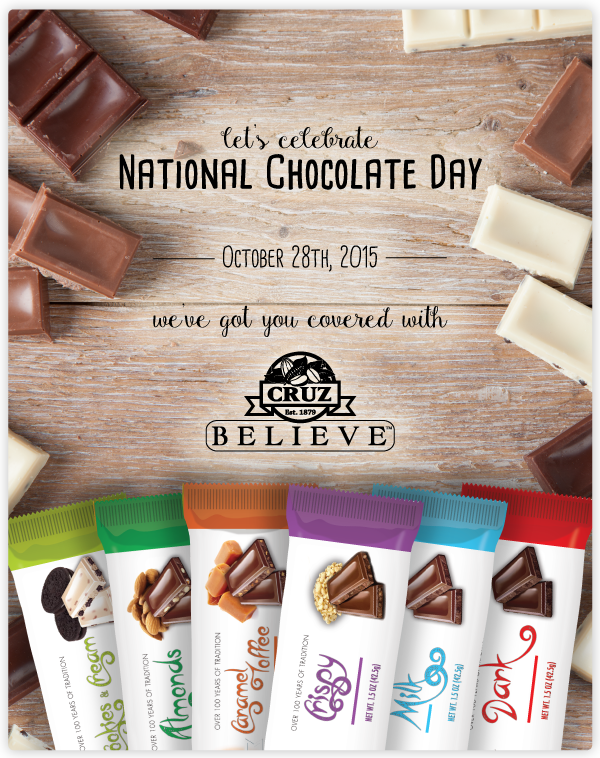 BelieveKids's tweet photo. It's #NationalChocolateDay, celebrate with $1 Believe Cruz Chocolate Bars:
https://t.co/XUjZspXfUL https://t.co/OxtVRldfqm
