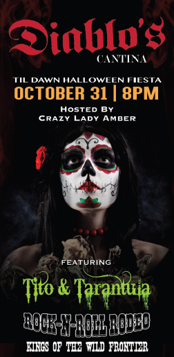 DiablosLV's tweet photo. Spend Halloween w/ us for our "Diablo's 'Til Dawn" party feat. #TitoandTarantula. Get tix: https://t.co/P8YH4ku9DD https://t.co/2OTRbRwB75