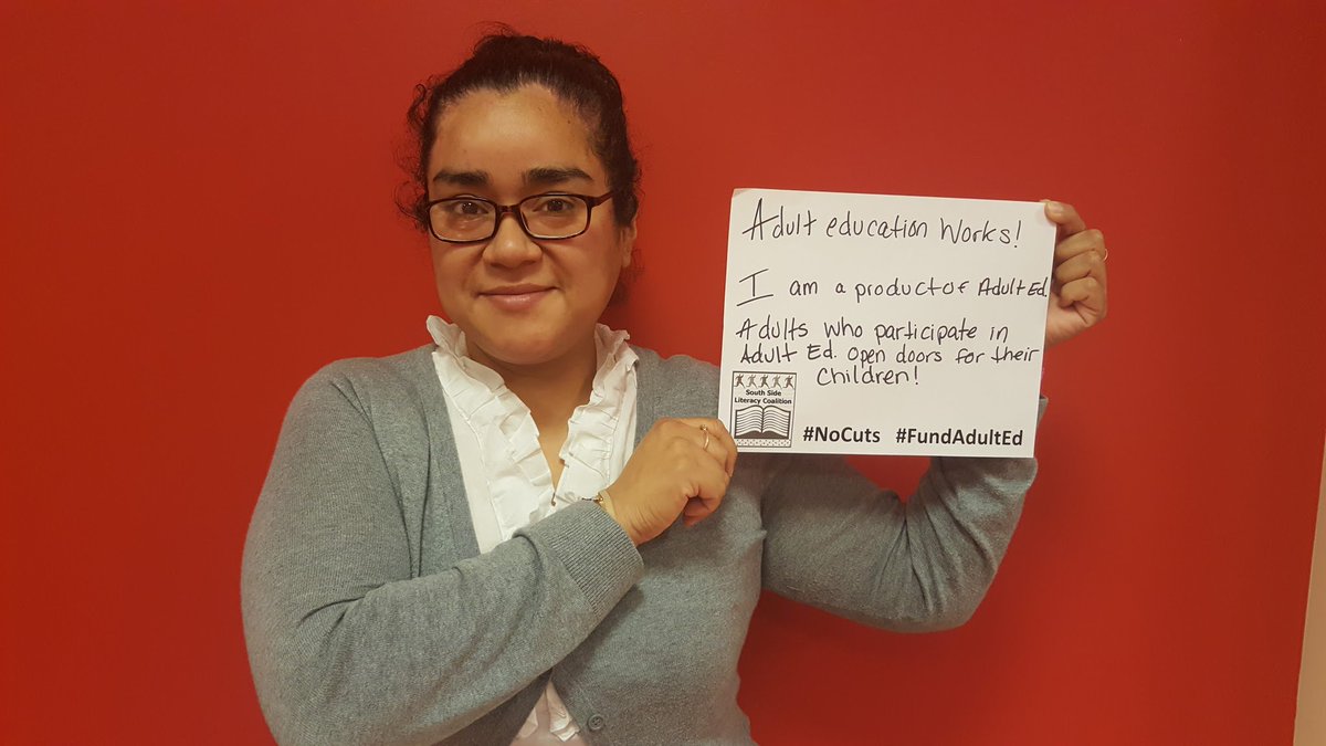 LitWorksChicago's tweet photo. #FundAdultEd bc adults who participate in #AdultEdu open doors for their children. @chicadasilva83 @RespBudgetIL https://t.co/gMNba829vC
