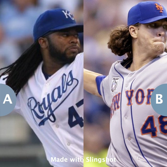 Slingshot_App's tweet photo. Hair MVP for 2015 World Series: Cueto or Degrom? https://t.co/VNi6s8EjK2 https://t.co/cDu81xXKua