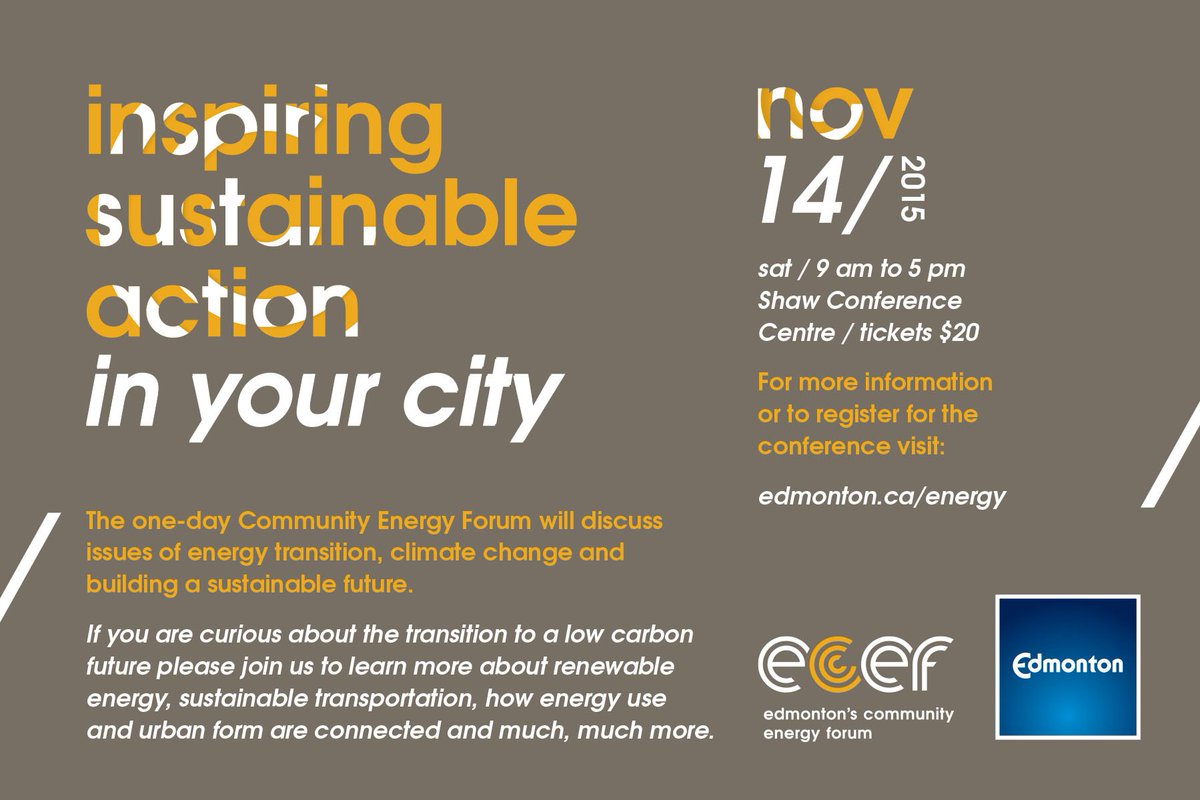UASustain's tweet image. Sign up for @CityofEdmonton's Community Energy Forum Nov 14 ow.ly/TuGOJ #ualberta #yeg