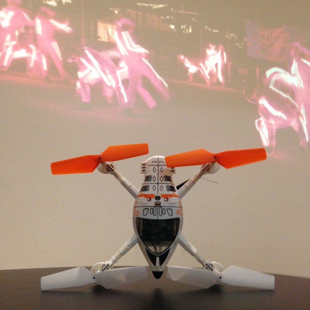 sciencemuseum's tweet photo. We're #DancingWithDrones at #smLates as @ninakovdance demonstrates Copter, the 1st ever human/drone dance duet! https://t.co/PRNZSyFJXv