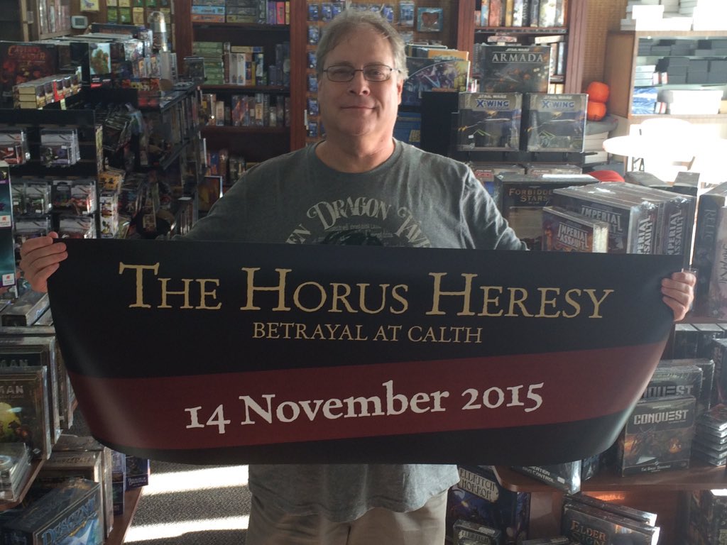 theguardtower's tweet photo. Bob holding a much anticipated banner. #40k #horusheresy https://t.co/xoneNdpG00