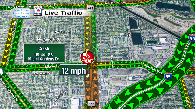 Crash on US-441 SB at Miami Gardens Dr. Speeds at 12mph #traffic #miami @JeniseFernandez https://t.co/kU1uRP9vQG