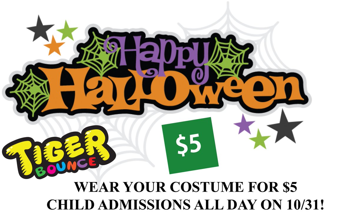 tiger_bounce's tweet photo. Join us on Halloween, wear your costume and admission is only $5! #bouncethesugaraway #tigerbounce #CoMo #Halloween https://t.co/UzoytIqUyc