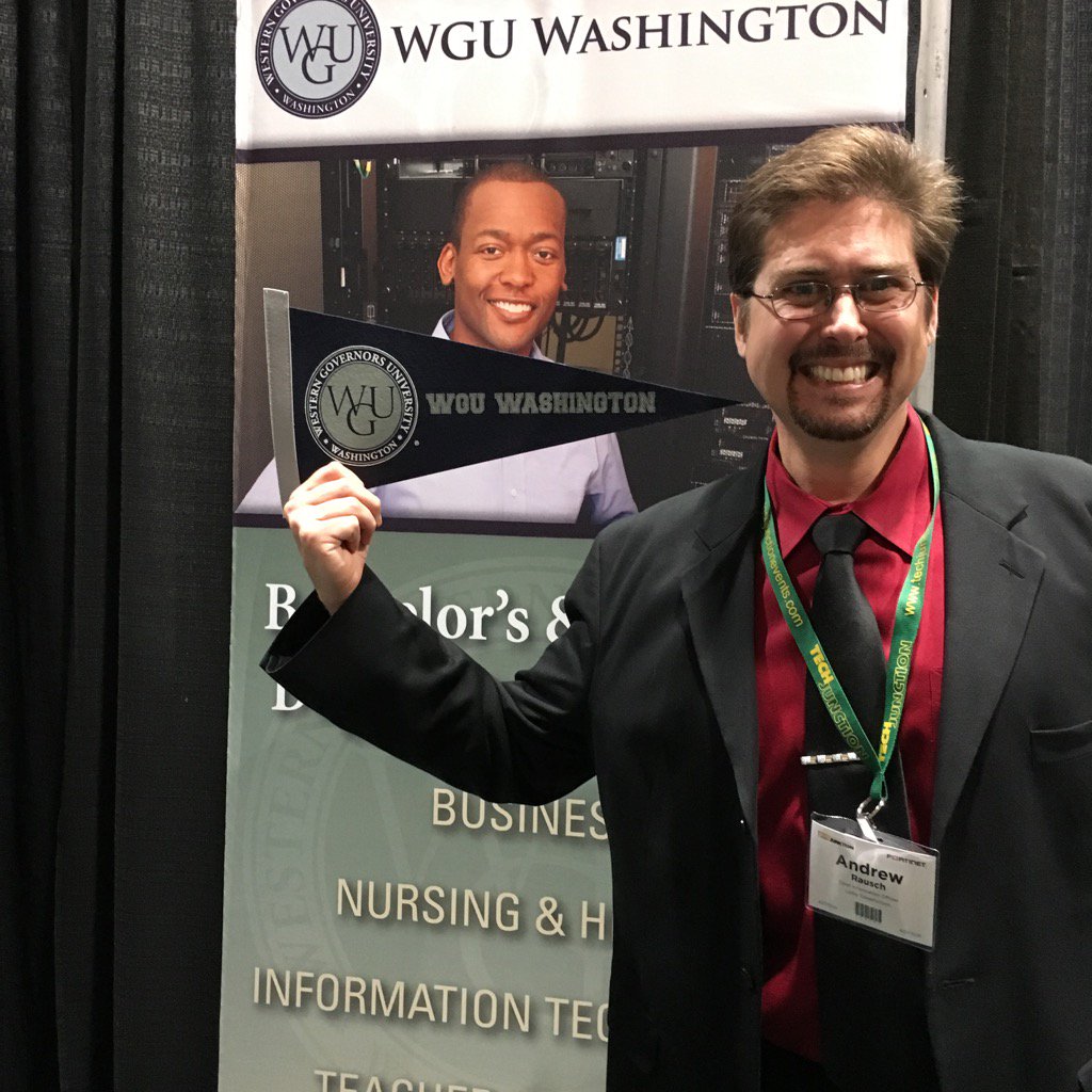 LucindaWGUWA's tweet photo. Andrew Rausch, recent MS Technology Management grad, was looking sharp at the TechJuntion event in Spokane. #wguwa https://t.co/JPXnI2KbCZ