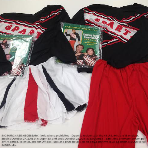nbcsnl's tweet photo. RETWEET for a chance to win these Spartan Cheerleaders costumes! https://t.co/YGTQnaWJCt #SNLoweenSweepstakes https://t.co/cDQiA06Ex7