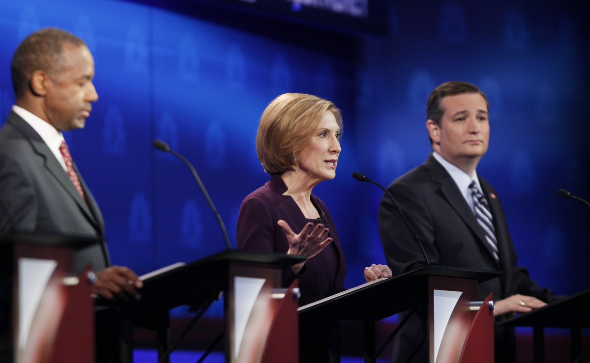 Newsweek's tweet photo. In Fiorina's closing statement: "I am Hillary Clinton's worst nightmare." https://t.co/BqBk6JkZOR #CNBCGOPDebate https://t.co/K8TKwwFQDQ