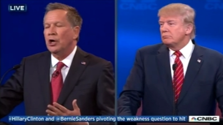 PerezHilton's tweet photo. #DonaldTrump SLAMS #JohnKasich at the #GOPDebate! WATCH HERE! https://t.co/4npvx34tvz https://t.co/nwBn36z5RY