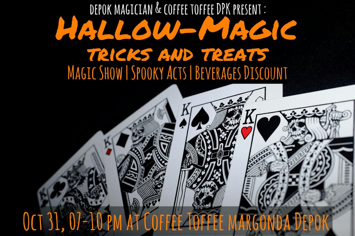 Depok Magician n <a href="/COFTOFJABAR/">Coffee Toffee JABAR</a> Depok present : Hallow-Magic

Akan ada trick daan Treats..! Discount lhoo