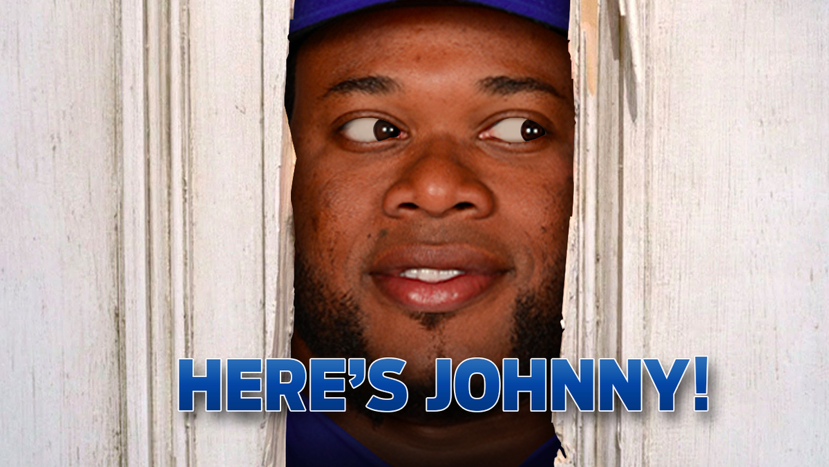 MLBONFOX's tweet photo. JOHNNY CUETO! 

8IP 2H 1ER 2BB 4K #WorldSeries #NYMvsKC https://t.co/B115VqzrjJ