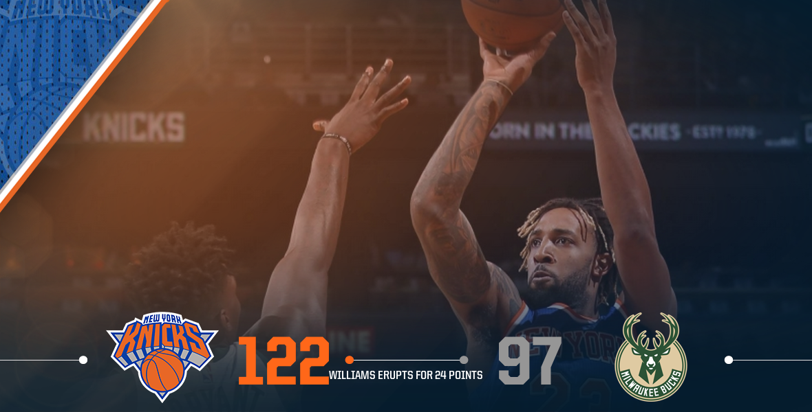 nyknicks's tweet photo. #Knicks spoil Bucks home opener! https://t.co/49iEsTrMoj