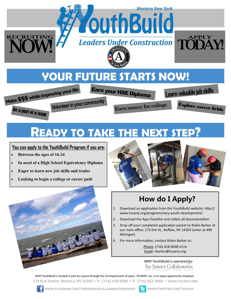 PUSHBuffalo's tweet photo. Teaming up w/@YouthBuildUSA again, know any youth who needs a #BuildingTrades job/training? https://t.co/QJmhSmyhGo https://t.co/KZSUO5pivW