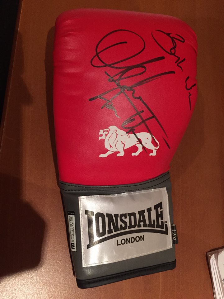 uclisoc's tweet photo. Bidding at our auction is a war & you can't do that without SIGNED AMIR 'KING' KHAN BOXING GLOVES! #CWDinner #CW2015 https://t.co/GIW8QsfLuh
