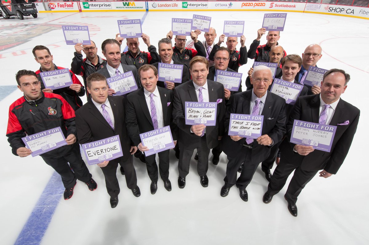 Senators's tweet photo. Here's who the #Sens coaching staff and hockey department is fighting for. #HockeyFightsCancer https://t.co/vMdlQvIEnS