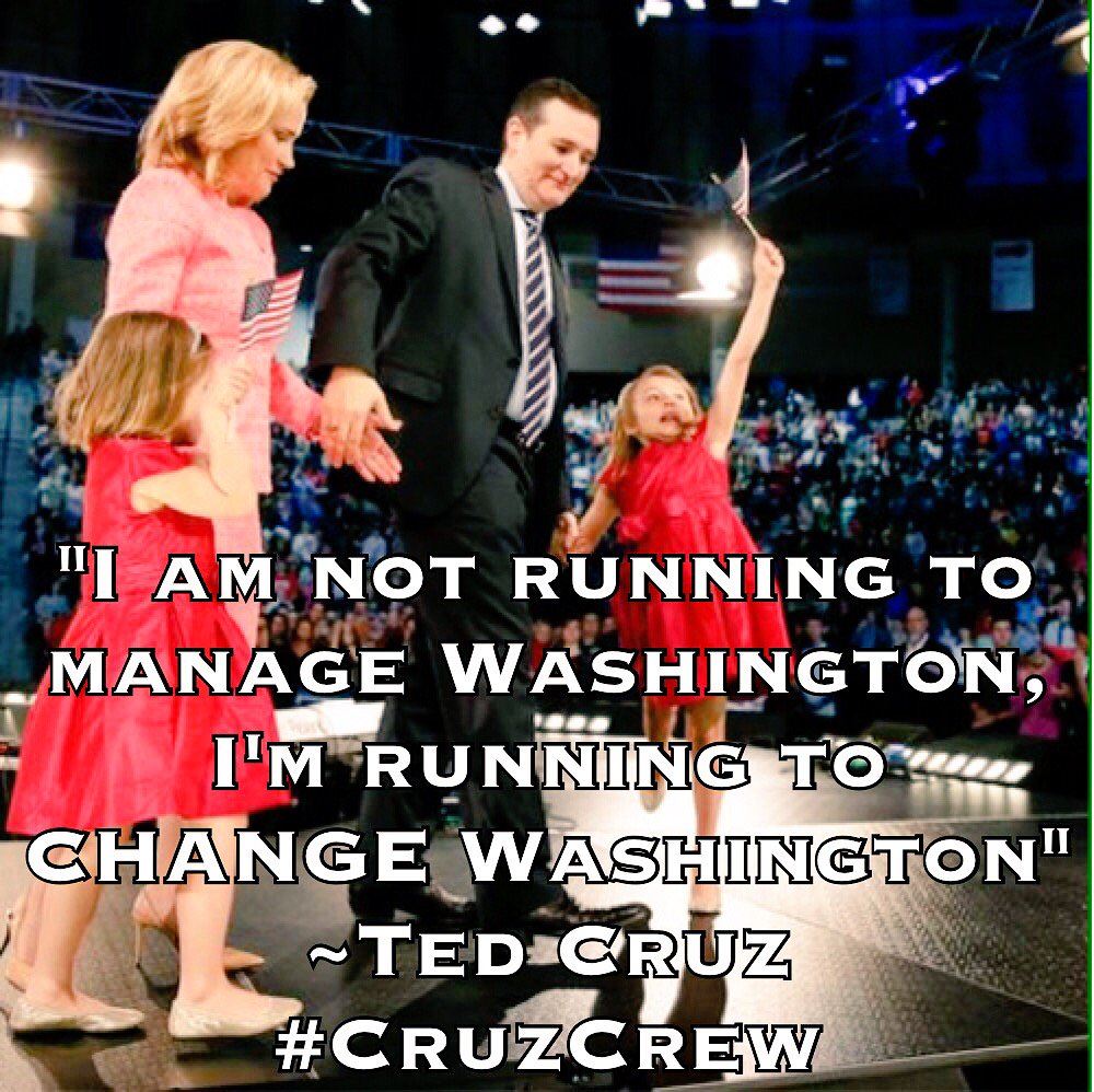 bcwilliams92's tweet photo. "I am not running to manage Washington, I'm running to change Washington"

 #CNBCGOPDebate #CruzCrew #tcot https://t.co/BnSJPdGvYt
