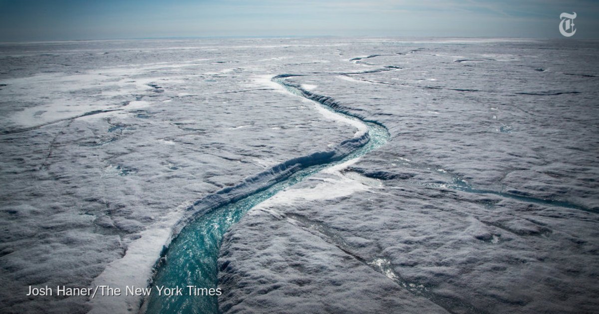 HuffPostCanada's tweet photo. Drone footage of Greenland's ice sheet melting is stunning, terrifying https://t.co/pNs3pj2geS https://t.co/GgsXa5zRux